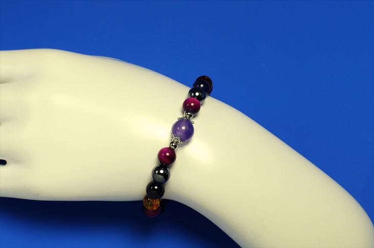 パワーストーン 天然石 ブレスレット レディース アメジスト ピンクタイガーアイ ヘマタイト 天然アンバー パープルアゲート プレゼント 開運 ギフト 誕生石 2月