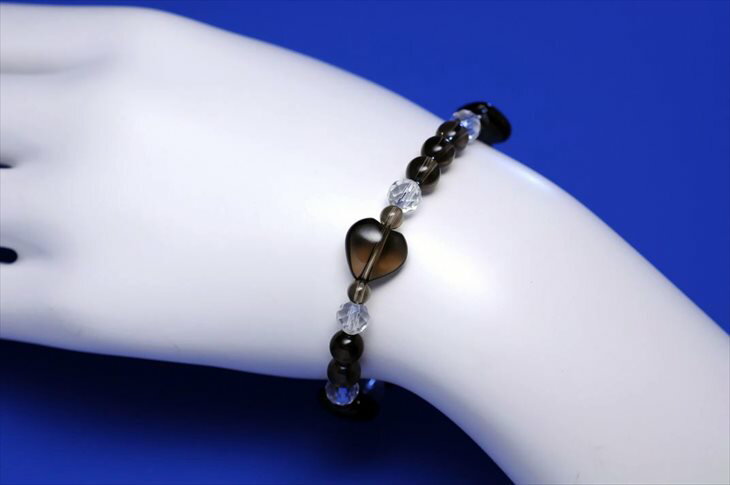 パワーストーン 天然石 ブレスレット レディース スモーキークォーツ（ハート） スモーキークォーツ クォーツミラーカット プレゼント 開運 ギフト