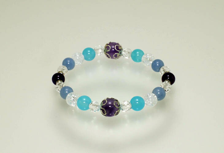 パワーストーン 天然石 ブレスレット レディース ドックティースアメジスト エンジェライト シーブルーカルセドニー プレゼント 開運 ギフト 誕生石 2月