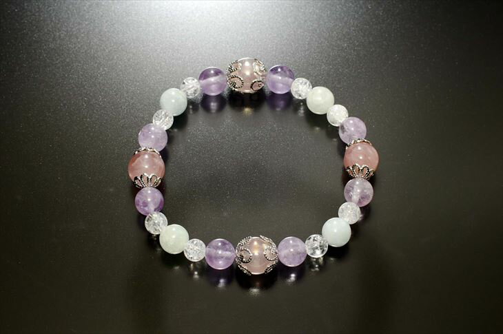 パワーストーン 天然石 ブレスレット レディース マダガスカルローズクォーツ ローズクォーツレインボーオーラ アクアマリン グリーンアクアマリン ミルキーラベンダーアメジスト プレゼント 開運 ギフト 誕生石 2月