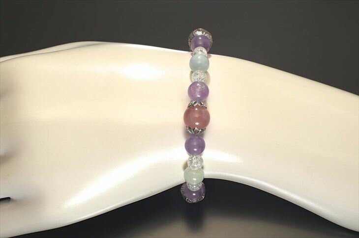 パワーストーン 天然石 ブレスレット レディース マダガスカルローズクォーツ ローズクォーツレインボーオーラ アクアマリン グリーンアクアマリン ミルキーラベンダーアメジスト プレゼント 開運 ギフト 誕生石 2月