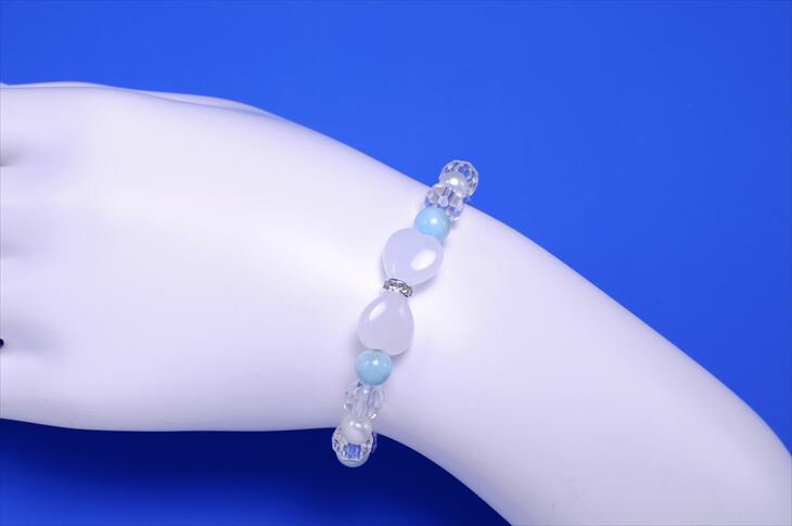 パワーストーン 天然石 ブレスレット レディース ホワイトジェイド（ハート） ラリマー 淡水パール ミラーカットクォーツ プレゼント 開運 ギフト