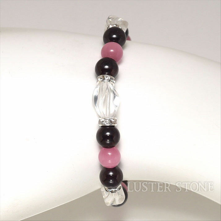 オリジナルデザイン ブレスレット ガーネット ピンクキャッツアイ クォーツ64面カット パワーストーン 天然石 プレゼント 開運 ギフト レディース