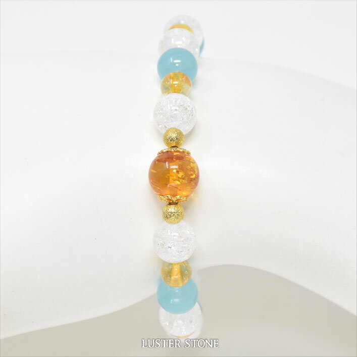 アンバー シトリン クラッククォーツ ブルージェイド パワーストーン 天然石 オリジナルデザインブレスレット プレゼント 開運 ギフト レディース