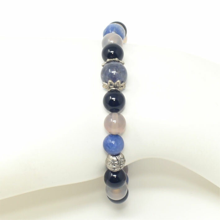 アイオライト オニキス ソーダライト グレーメノウ パワーストーン 天然石 オリジナルデザインブレスレット プレゼント 開運 ギフト レディース