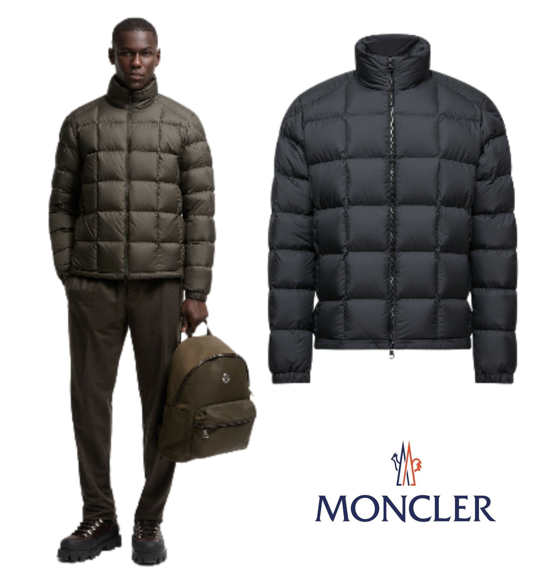 メンズ ダウンジャケット MONCLER モンクレール Eglise Square-Quilted Hooded Sho...