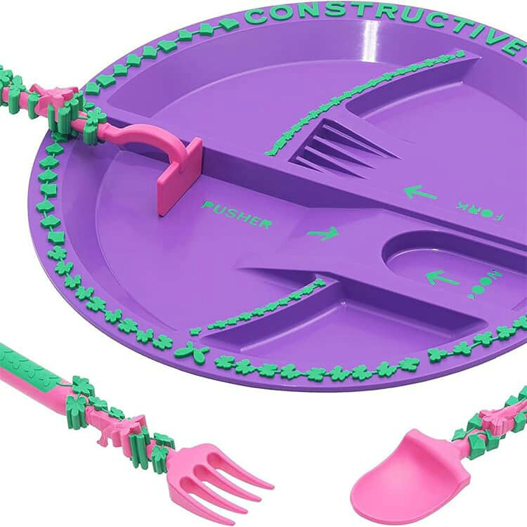 ルテラのスプーン 4点セット ベビーブルドーザー食器 カトラリー セット 建設車両 プッシャー ドーザー食器 ショベルカー はたらくくるま ブルドーザー 4点セット 子供 車 テーマ食器 キッズ 子供 こども ベビー 離乳食 食育｜アングル2