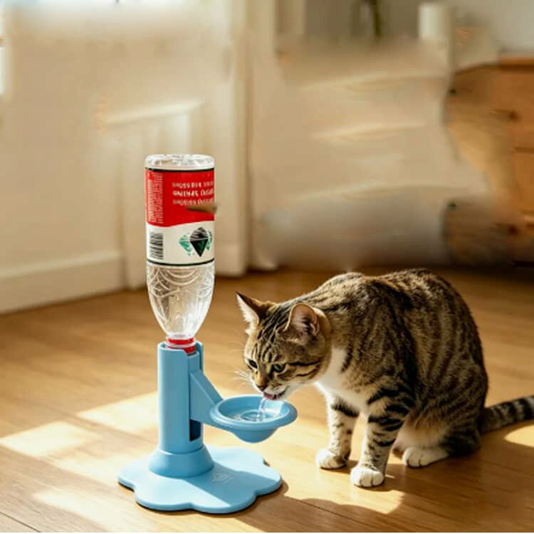 自動給水スタンド 電源不要 猫用 ペットウォーターディスペンサー 高さ調整可能 逆...