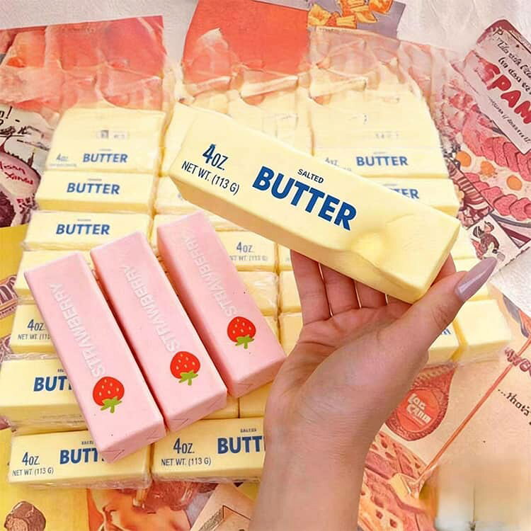 スクイーズ 食品サンプル風 ストレス解消 バター型 リラックス スクイーズ ビッグサイズ ふわふわ もちもち ペタペタスクイーズ 柔らかい ぷにぷに 大人 子供 湿った感触 ストレス発散 おもちゃ ギフト プレゼント レインボー lutella-10020011 ルテラ サンプル画像3