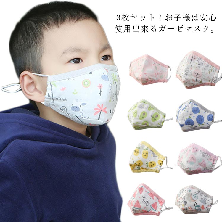 予防対策3枚セット布マスク女の子ガ...