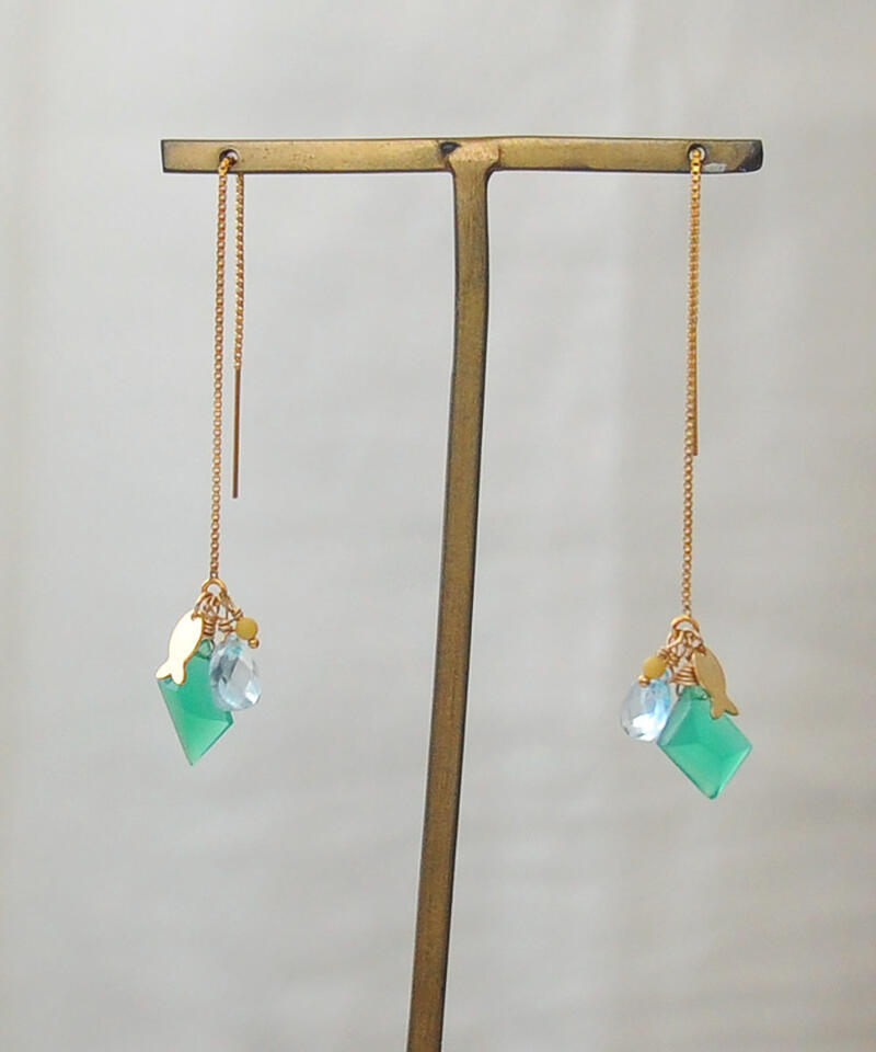 Rakuten - 7amulet 14KGF 魚と天然石のアメリカンピアス