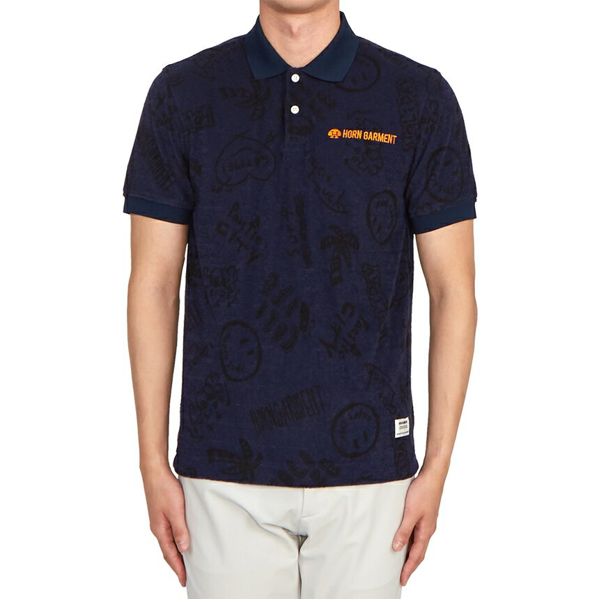 【3%オフクーポン配布中】【着後レビューで1000円OFFクーポン特典】 HORN GARMENT ホーンガーメント ゴルフ アーカイブ メンズ ポロ 半袖Tシャツ HCM 3A AP04 NAVY