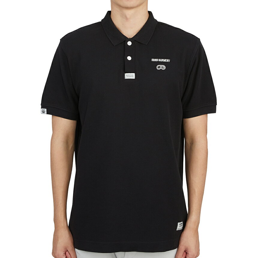 【3%オフクーポン配布中】【着後レビューで1000円OFFクーポン特典】HORN GARMENT ホーンガーメント メンズ ゴルフ半袖Tシャツ HCM 2A AP01 BLACK