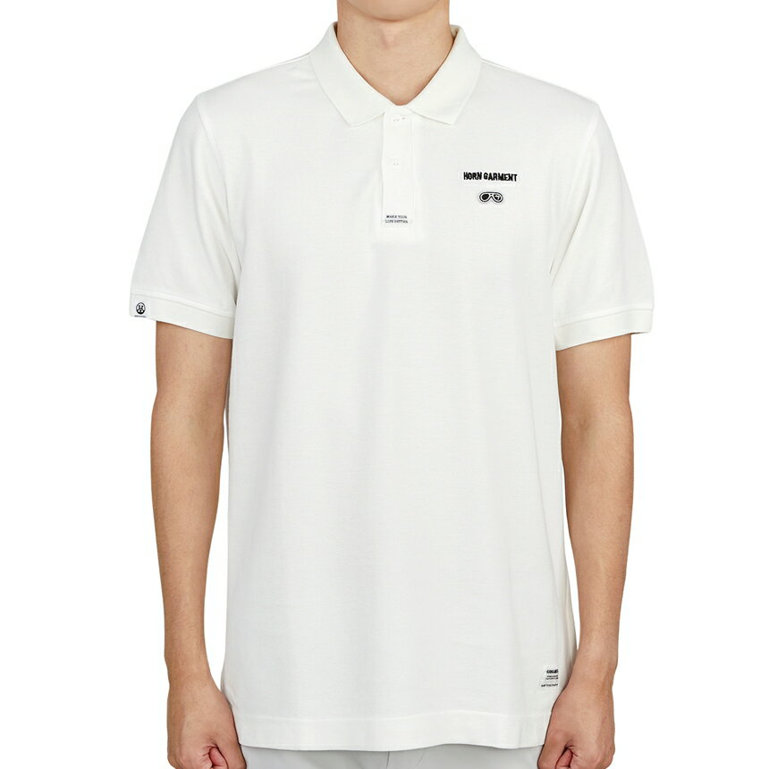 【3%オフクーポン配布中】【着後レビューで1000円OFFクーポン特典】HORN GARMENT ホーンガーメント メンズ ゴルフ半袖Tシャツ HCM 2A AP01 WHITE