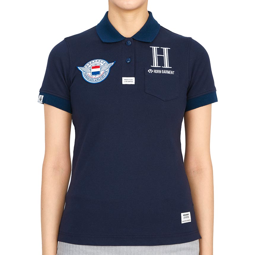 HORN GARMENT ホーンガーメント レディース ゴルフ半袖Tシャツ HCW 2A AP84 NAVY