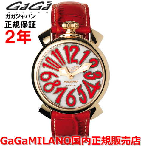 ガガミラノ 【国内正規品】GaGa MILANO ガガミラノ 腕時計 ウォッチ レディース MANUALE 40MM マヌアーレ 40mm 5021.5 ホワイトシェル/レッド