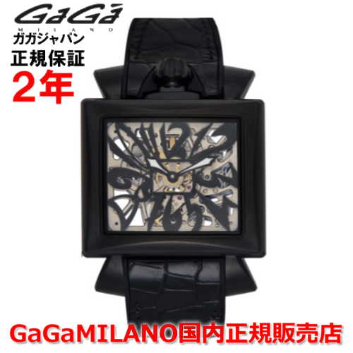 ガガ ミラノ 腕時計（メンズ） 【国内正規品】GaGa MILANO ガガミラノ メカニカル 手巻 腕時計 ウォッチ メンズ レディース ナポレオーネ NAPOLEONE 44mm スケルトン文字盤 ブラック 黒 9002.NS.01