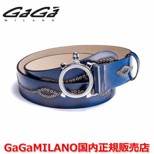 【国内正規品】GaGa MILANO ガガミラノ Men's Ladies/メンズ レディース スタッズベルト SS×ブルーストーン ブルー/青 40mm
