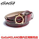 【国内正規品】GaGa MILANO ガガミラノ Men's Ladies/メンズ レディース スタッズベルト YG×レッドストーン レッド/赤 40mm