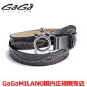 【国内正規品】GaGa MILANO ガガミラノ Men's Ladies/メンズ レディース スタッズベルト SS×ブラックストーン ブラック/黒 グレー/灰...