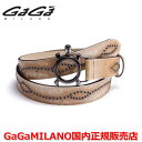 【国内正規品】GaGa MILANO ガガミラノ Men's Ladies/メンズ レディース スタッズベルト PVD×ホワイトストーン ベージュ/茶 30mm