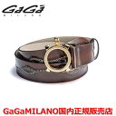【国内正規品】GaGa MILANO ガガミラノ Men's Ladies/メンズ レディース スタッズベルト YG×イエローストーン ブラウン/茶 40mm