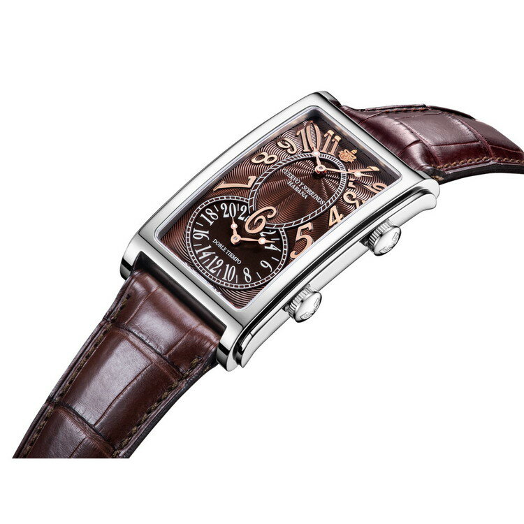 【ブラックフライデー期間中店内ポイント最大20倍】【国内正規品】Cuervo y Sobrinos クエルボ・イ・ソブリノス 腕時計 ウォッチ メンズ デュアルタイム プロミネンテ ダブルテンポ PROMINENTE DOBLE TIEMPO ブラウン文字盤 茶 革ベルト レザー 1112-1TM-M