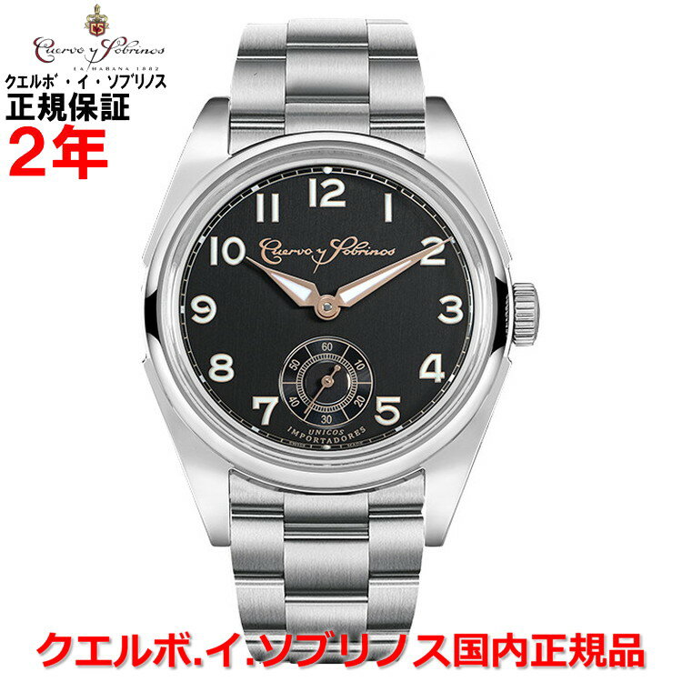 【お買い物マラソン期間中店内ポイント最大20倍】【国内正規品】Cuervo y Sobrinos クエルボ・イ・ソブリノス 腕時計 ウォッチ メンズ ロブスト サン・スーシ ROBUSTO SANS SOUCI ブラック文字盤 黒 3162B-1N