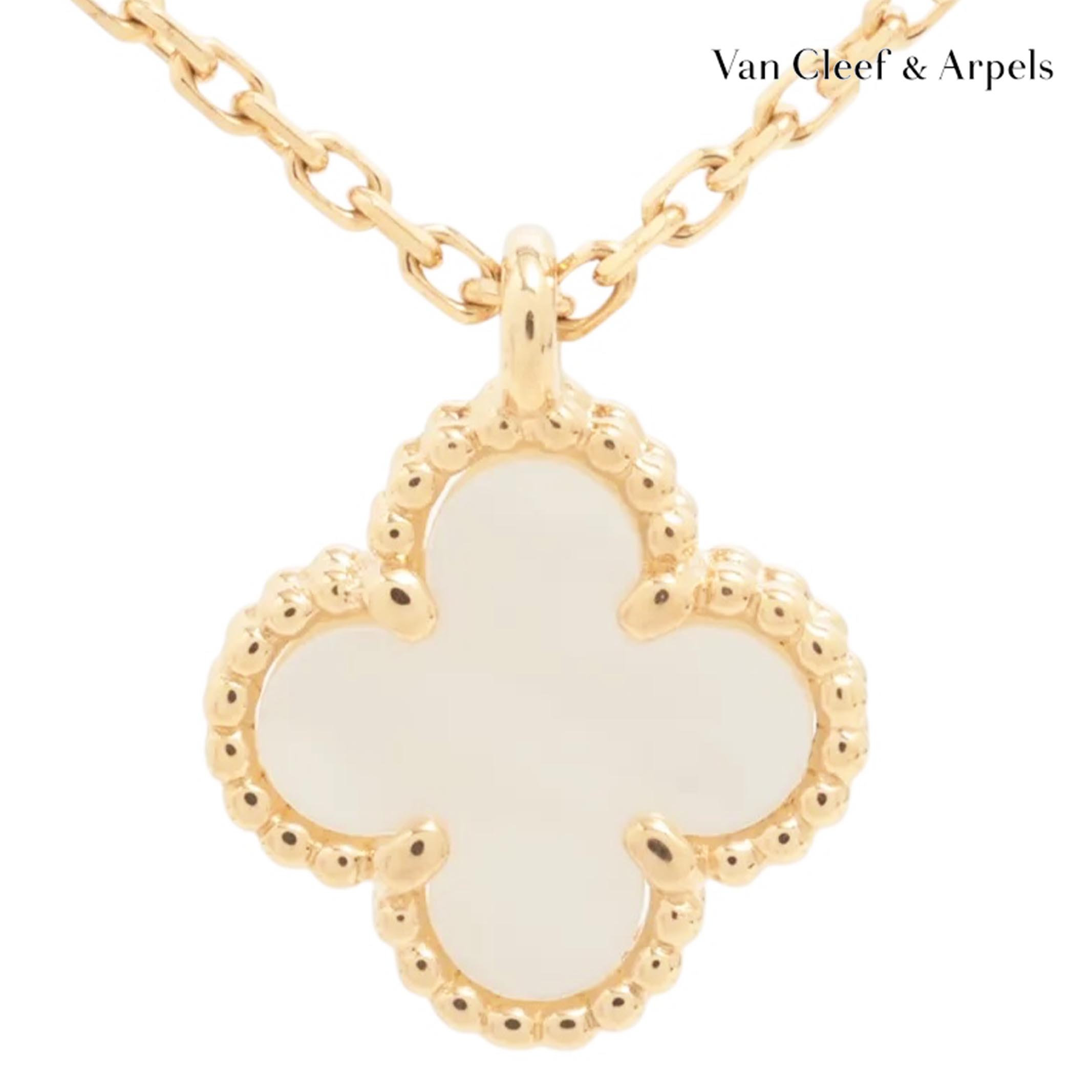 【返品OK】【中古ABランク】Van Cleef&Arpels ヴァンクリーフ&アーペル スウィートアルハンブラ シェル ネックレス 750 YG Au750 K18 ネックレス ゴールド イエローゴールドのサムネイル