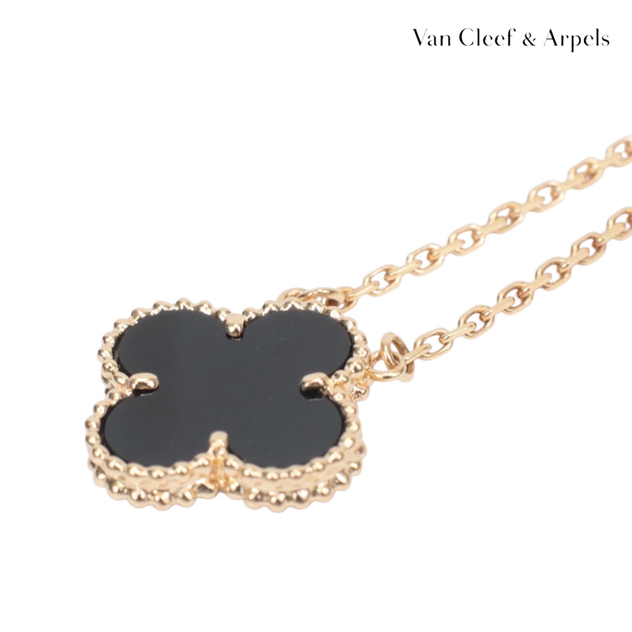【返品OK】【中古ABランク】Van Cleef&Arpels ヴァンクリーフアーペル ヴァンクリ VCA ヴィンテージアルハンブラ オニキス YG Au750 K18 ネックレス ゴールド ブラック