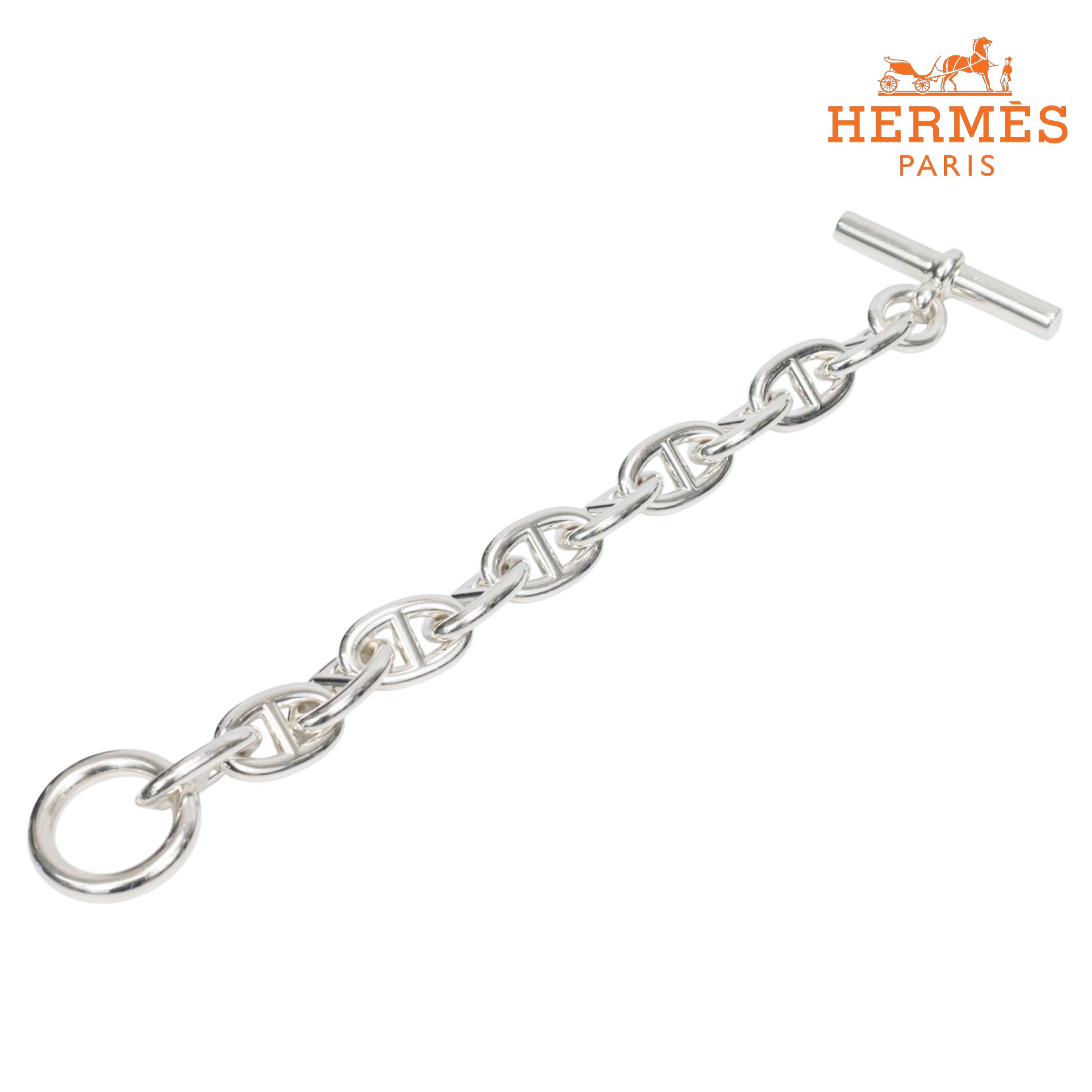 Silver - 【返品OK】HERMES エルメス シェーヌダンクルTGM ブレスレット 11コマ 925　腕周り16.5cm メンズ レディース【中古Aランク】