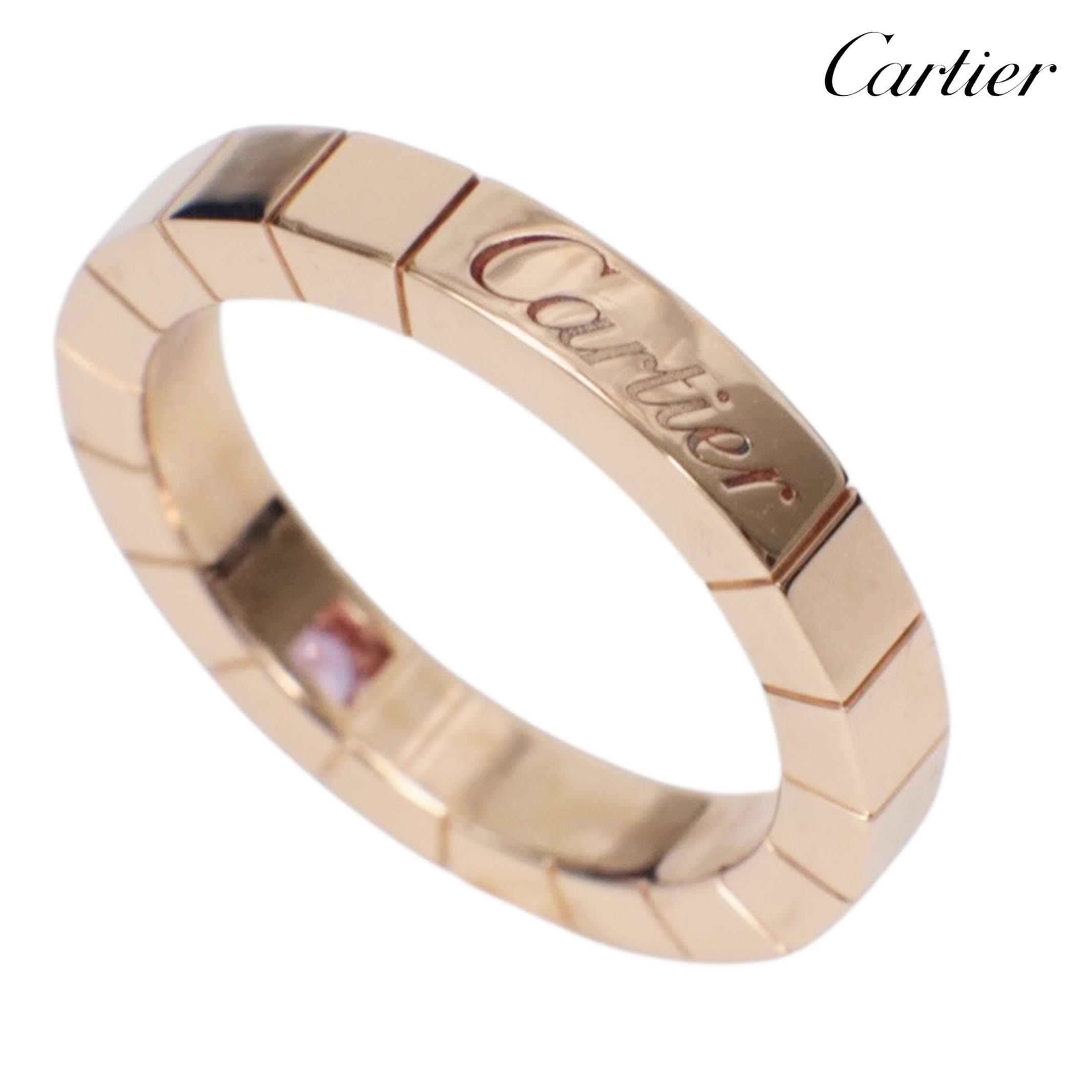 Sapphire - 【返品OK】#48 8号 【磨き済み】Cartier カルティエ ラニエール 指輪 リング ピンクゴールド PG ピンクサファイヤ【中古Aランク】