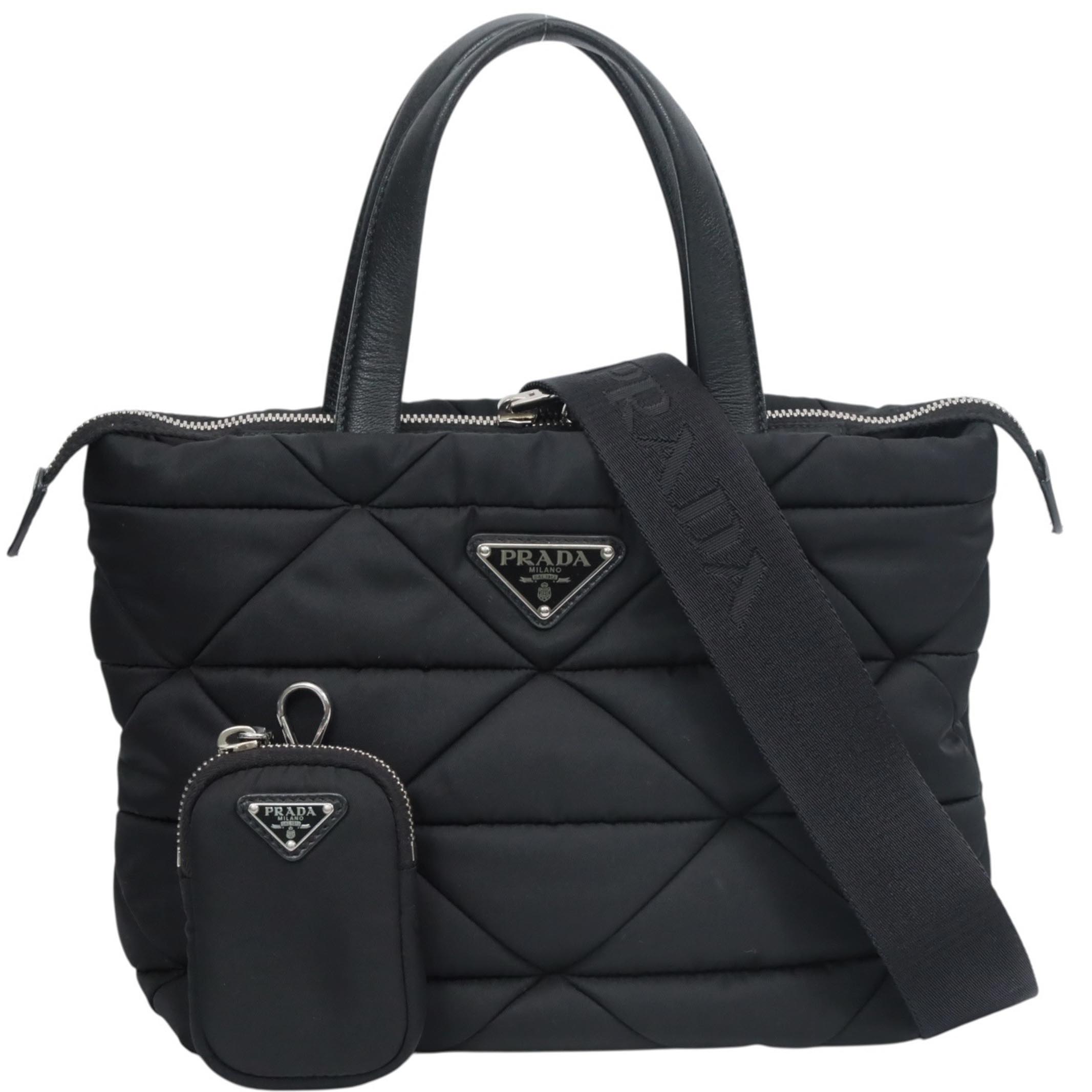 PRADA - 【返品OK】PRADA プラダ『Re Nylon スモール パデッド トートバッグ』1BG373レディース 2WAYバッグ ショルダーバッグ ブラック 黒 ポーチ リナイロン Re-Nylon【中古ABランク】