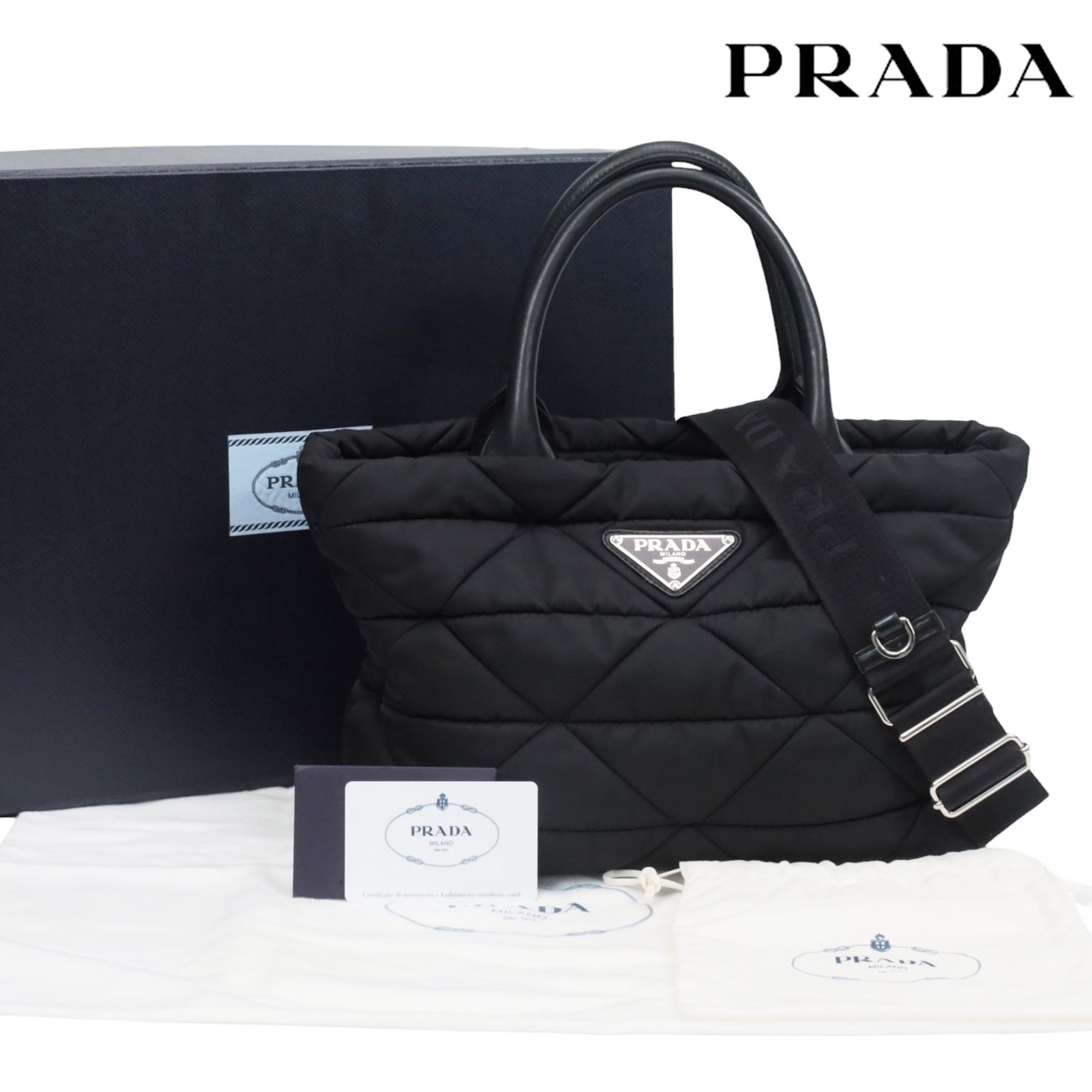 PRADA - 【返品OK】【中古ABランク】PRADA プラダ『Re Nylon パデッドトート スモール トートバッグ』1BG436 レディース 2WAYバッグ ショルダーバッグ ブラック 黒 リナイロン Re-Nylon
