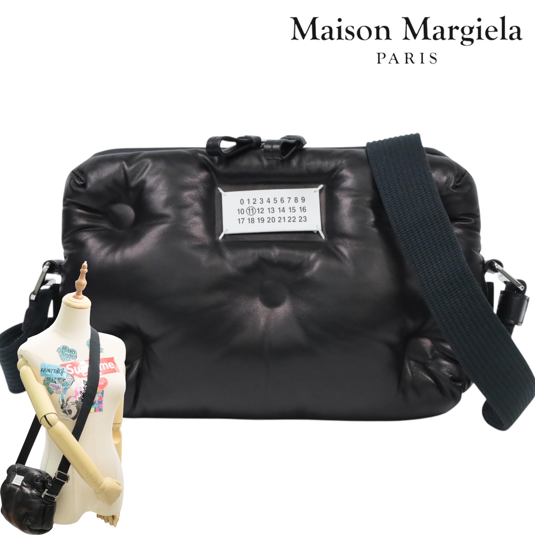 Maison Margiela メゾンマルジェラ 11 S55WB0012 グラムスラム カメラバッグ ブラック ラム ラムレザー ショルダーバッグ ポシェット 斜め掛け 