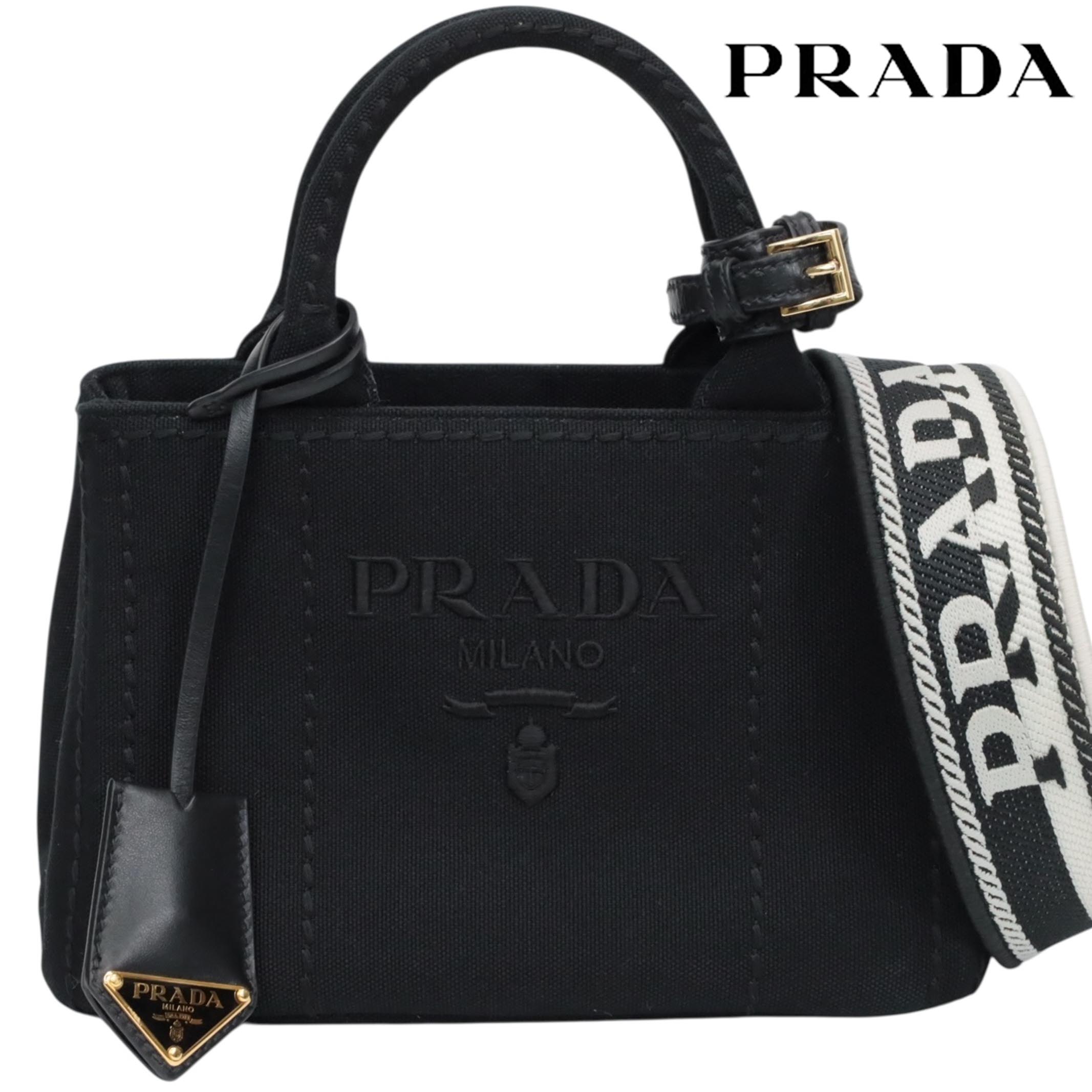 【返品OK】【中古Aランク】PRADA プラダ CANAPA カナパ RICAMO リカーノ 刺繍 2WAY ハンドバッグ ショルダーバッグ 1BA038 ブラック 黒 レディース 正規品 本物保証(4)