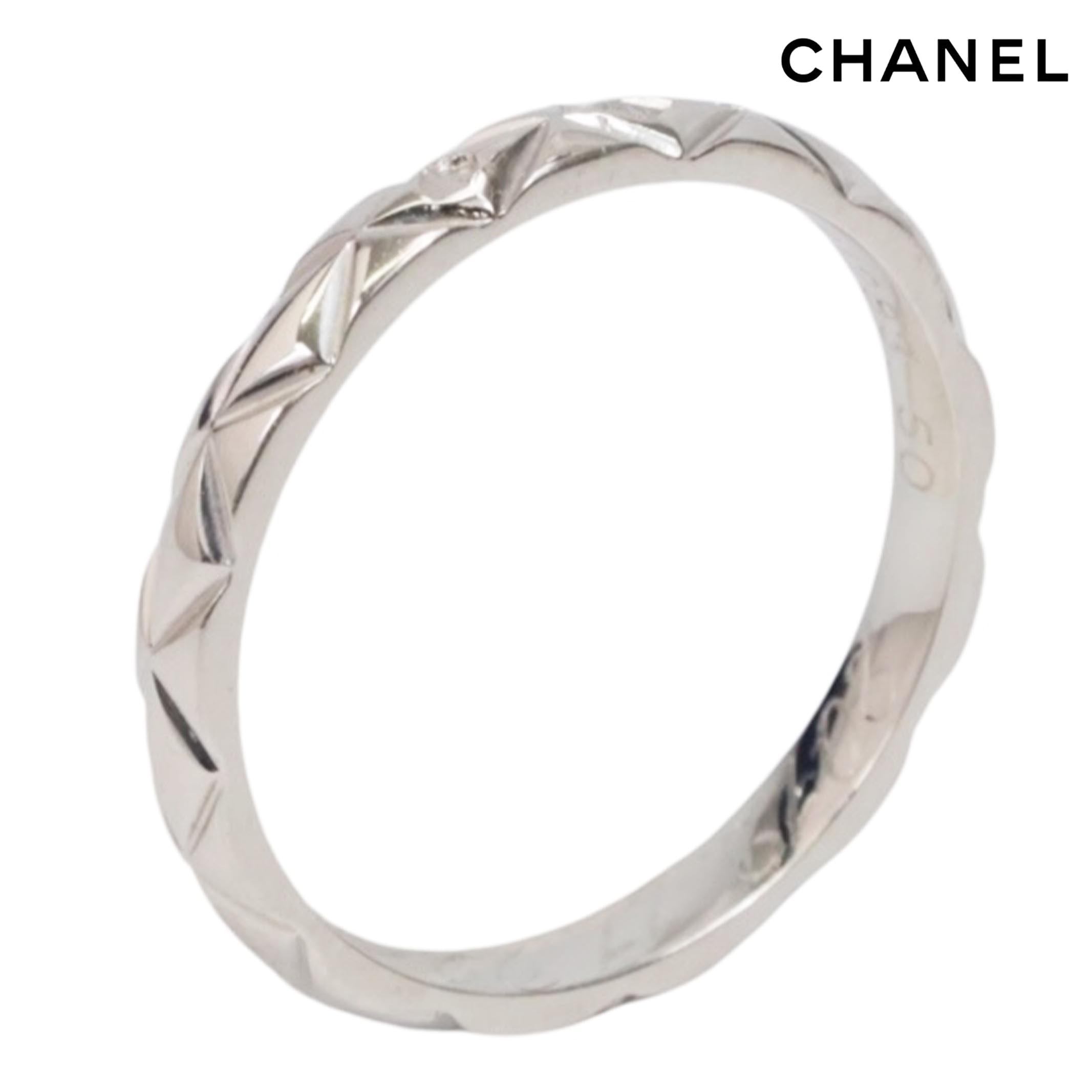 【美品】CHANEL マトラッセ　リング　ミディアム　50号 シャネル ダイヤ リング マトラッセ ミディアム フルダイヤ 9PD #47 幅