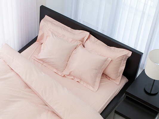 BOXシーツ　セミダブル　【日本製】カラー：ピンクホテル仕様 《綿100%》サテンストライプ生地使用 サイズ：120X200X30cm／ボックスシーツ／高級感／洗える