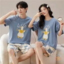ペア パジャマ 半袖 夏 男女2着 セット メンズ ルームウェア パジャマ 春夏 レディース 綿 ペアパジャマ ギフト おしゃれ カップル ペア 結婚祝い プレ...