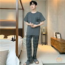 パジャマ メンズ 半袖 綿 灰色 グレー シンプル セットアップ 夏用 ルームウェア メンズパジャマ 上下 セット 紳士 おしゃれ 春 夏 パジャマメンズ 大き...