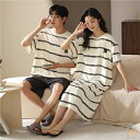 ペア パジャマ 半袖 夏 男女2着 セット メンズ ルームウェア パジャマ 春夏 レディース ワンピース ペアパジャマ ギフト おしゃれ カップル ペア 結婚祝...