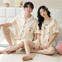ペア パジャマ 半袖 夏 男女2着 セット メンズ ルームウェア パジャマ 春夏 レディース 綿100% ペアパジャマ ギフト おしゃれ カップル ペア 結婚祝...