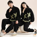 ペアパジャマ 冬 モコモコ 男女2着 セット 長袖 前開き ハイネック おしゃれ ファッション カップル ペア ルームウェア ペア パジャマ 夫婦 もこもこ メ...
