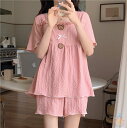 パジャマ レディース かわいい ルームウェア 可愛い 夏 上下 セット 大人 半袖 ポリエステル100% 春秋 おしゃれ 部屋着 セットアップ レディース スウ...