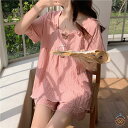 パジャマ レディース かわいい ルームウェア 可愛い 夏 上下 セット 大人 半袖 ポリエステル100% 春秋 おしゃれ 部屋着 セットアップ レディース スウ...