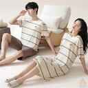 ペア パジャマ 半袖 夏 男女2着 セット メンズ ルームウェア パジャマ 春夏 レディース ワンピース ペアパジャマ ギフト おしゃれ カップル ペア 結婚祝...