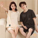 ペア パジャマ 半袖 夏 綿100% メンズ ルームウェア 外出 レディース ペアパジャマ ギフト おしゃれ カップル ペア 春夏 結婚祝い プレゼント ペアパ...