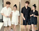 ペア パジャマ 合成シルク 半袖 男女2着 セット 夏 レディース 高級 サテン メンズ パジャマ 結婚祝い プレゼント ペアパジャマ 春夏 シルクの質感 パジ...