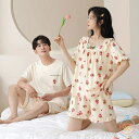 ペア パジャマ 半袖 夏 男女2着 セット メンズ ルームウェア パジャマ 春夏 レディース 綿 ペアパジャマ ギフト おしゃれ カップル ペア 結婚祝い プレ...