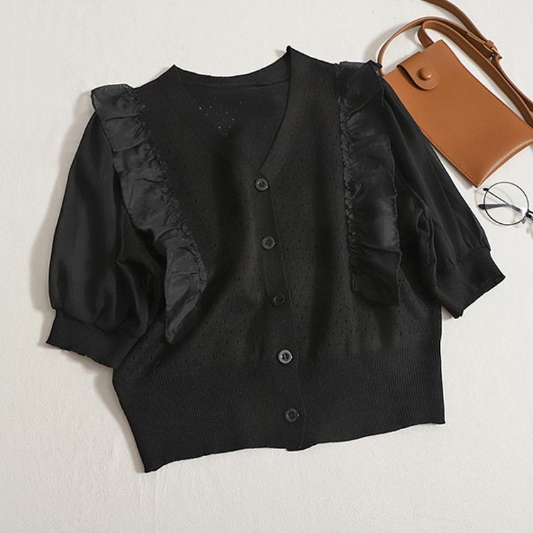 サマーカーディガン サマーニート レディース 透かし編み 羽織り シースルー 体型カバー 半袖カーディ..